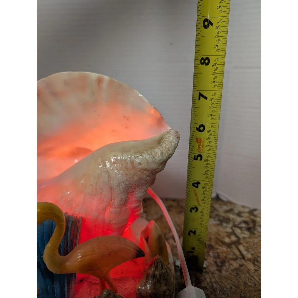 Mid Century 1950's Kitsch Sea Shell TV Lamp With Conch Shell, Coral, Flamingo